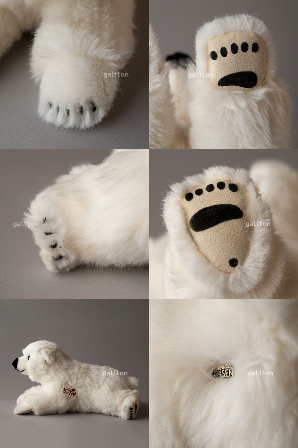 ケーセン Koesen ぬいぐるみ ホワイトベアベビー 伏せ