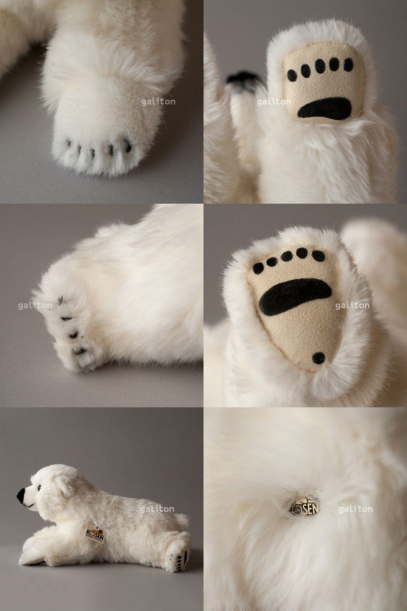 ケーセン Koesen ぬいぐるみ ホワイトベアベビー 伏せ