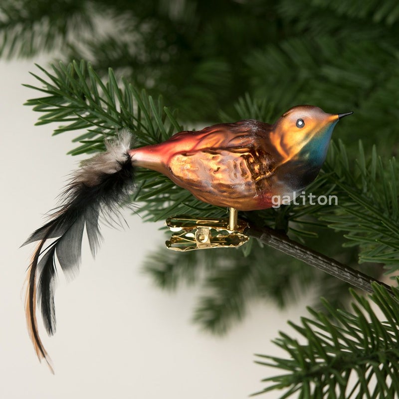 【xmas限定販売】 グラスオーナメント 鳥 オガワコマドリ 3035320