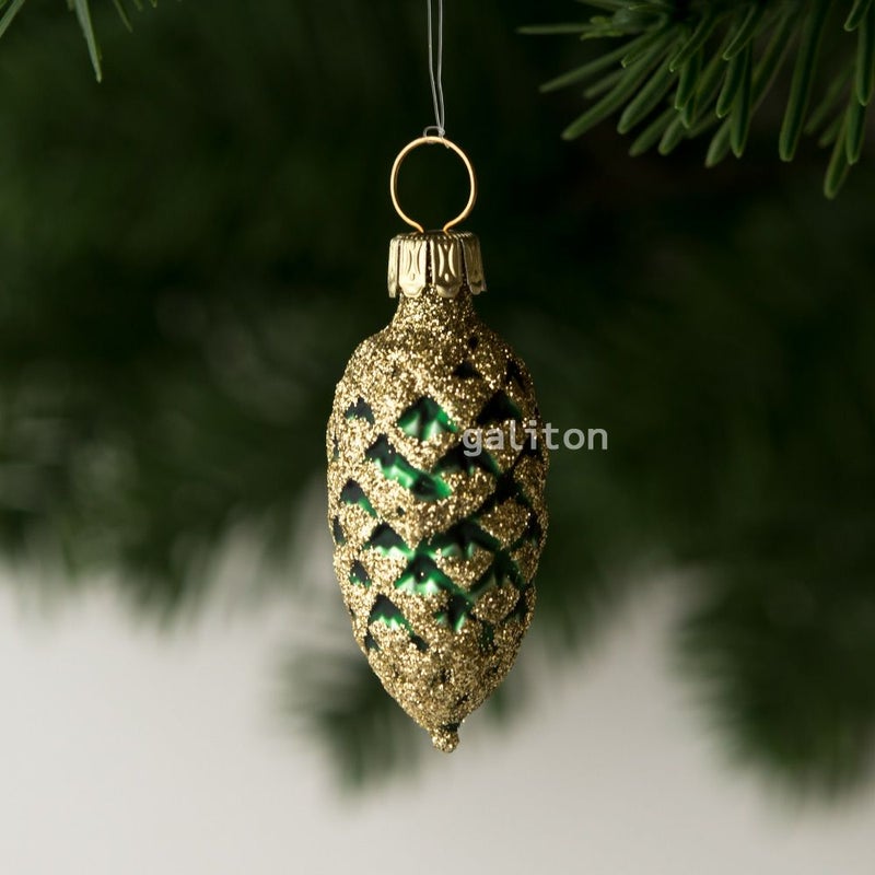 【xmas限定販売】 グラスオーナメント 松かさ（小）緑 RM31510