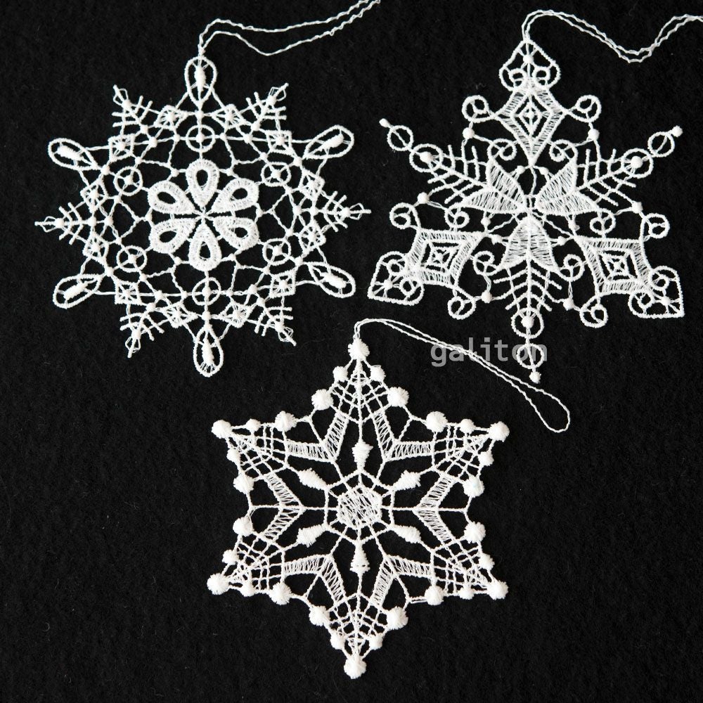 【xmas限定販売】 レースオーナメントセット 雪の結晶 ホワイトB