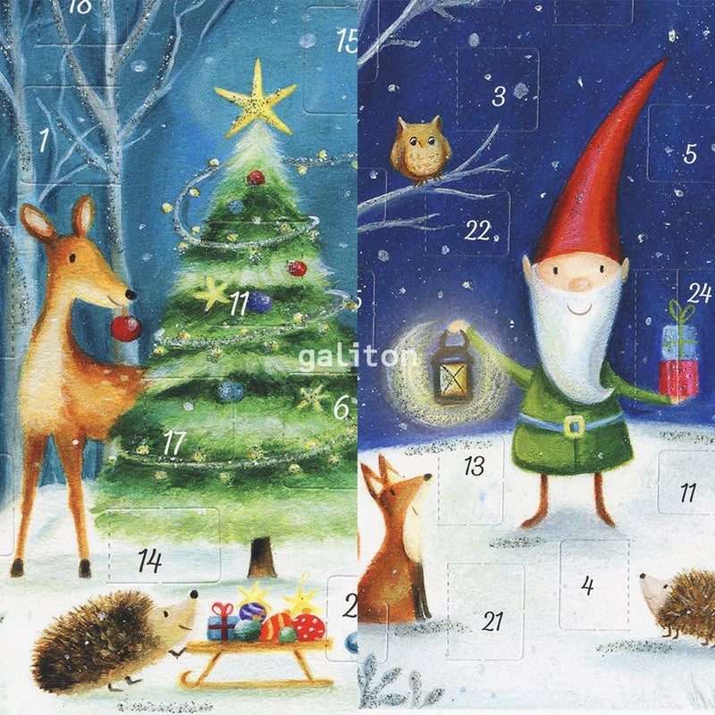 【xmas限定販売】 アドヴェントカード2枚組は（ラメ付）