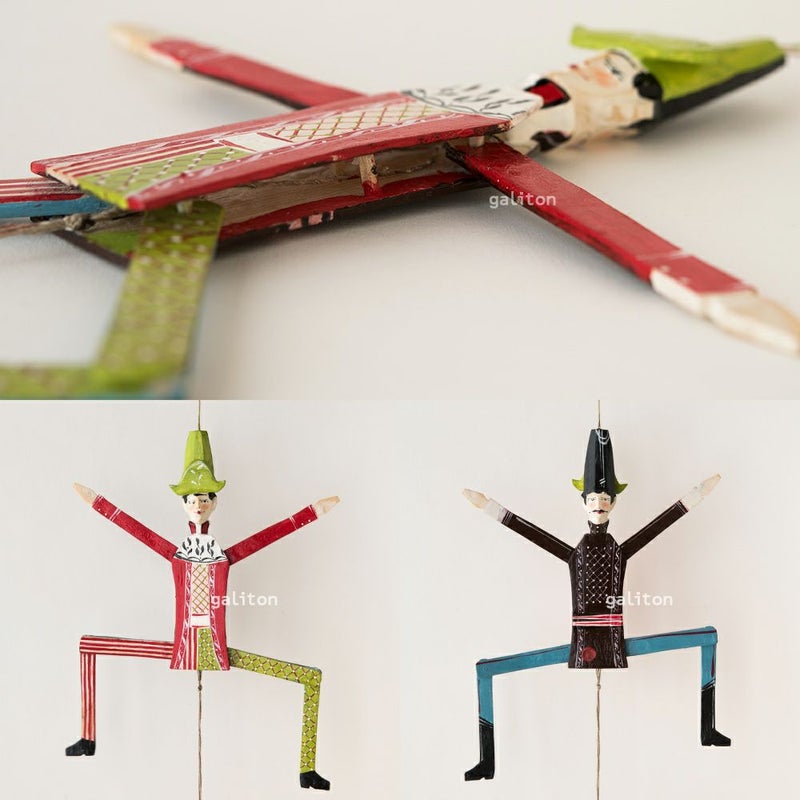 Oberammergauer Schnuerlkasperl なたのハンペルマン 道化と兵士 茶赤