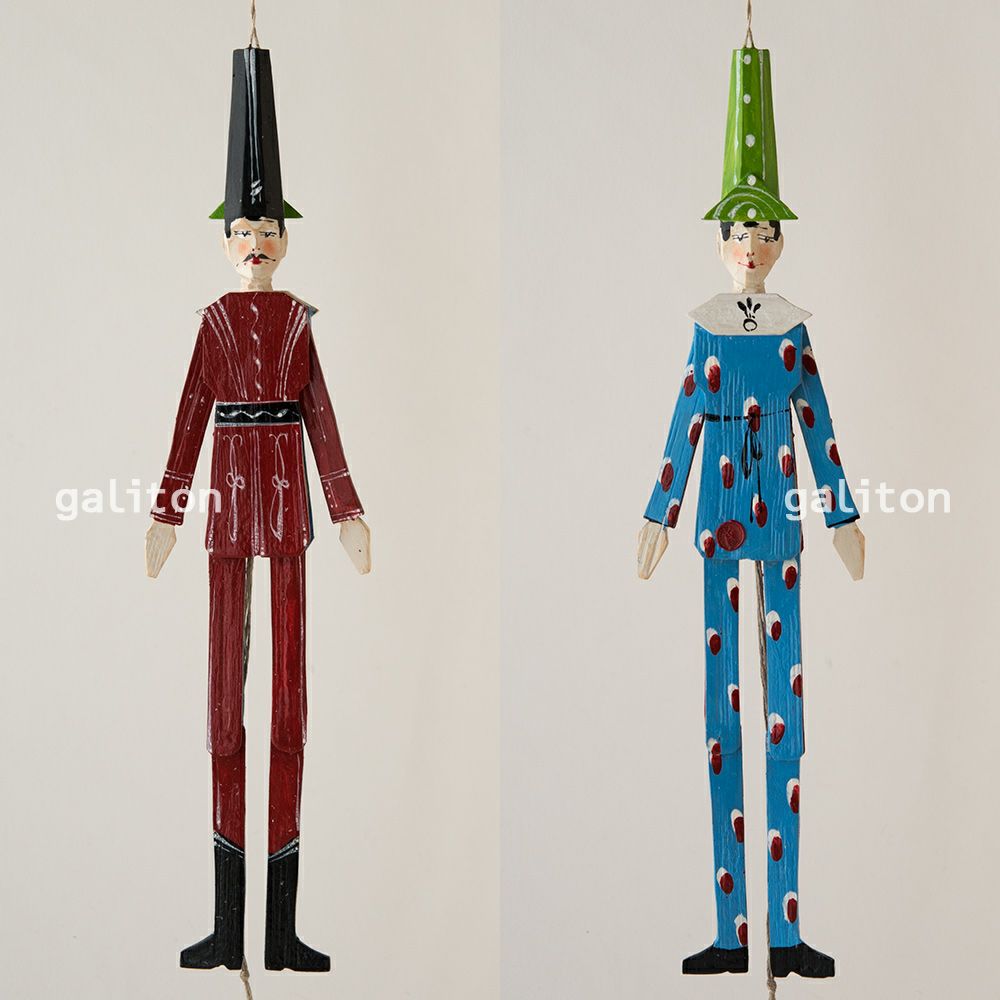 Oberammergauer Schnuerlkasperl なたのハンペルマン 道化と兵士 赤青