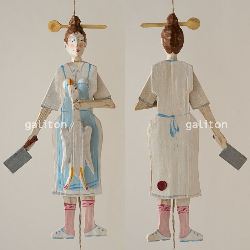 Oberammergauer Schnuerlkasperl なたのハンペルマン ガチョウと女性料理人