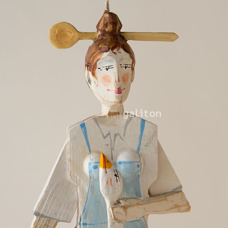 Oberammergauer Schnuerlkasperl なたのハンペルマン ガチョウと女性料理人