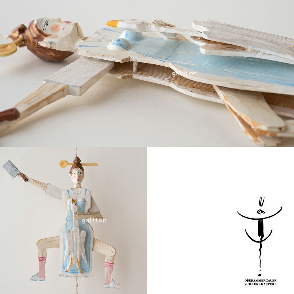 Oberammergauer Schnuerlkasperl なたのハンペルマン ガチョウと女性料理人